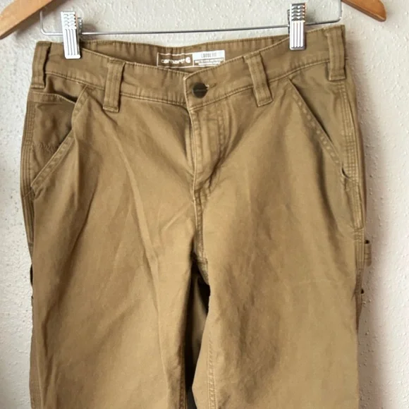 Carhartt Women’s Loose Fit Tan Cargo Canvas Pants SZ 2 - Picture 2 of 11